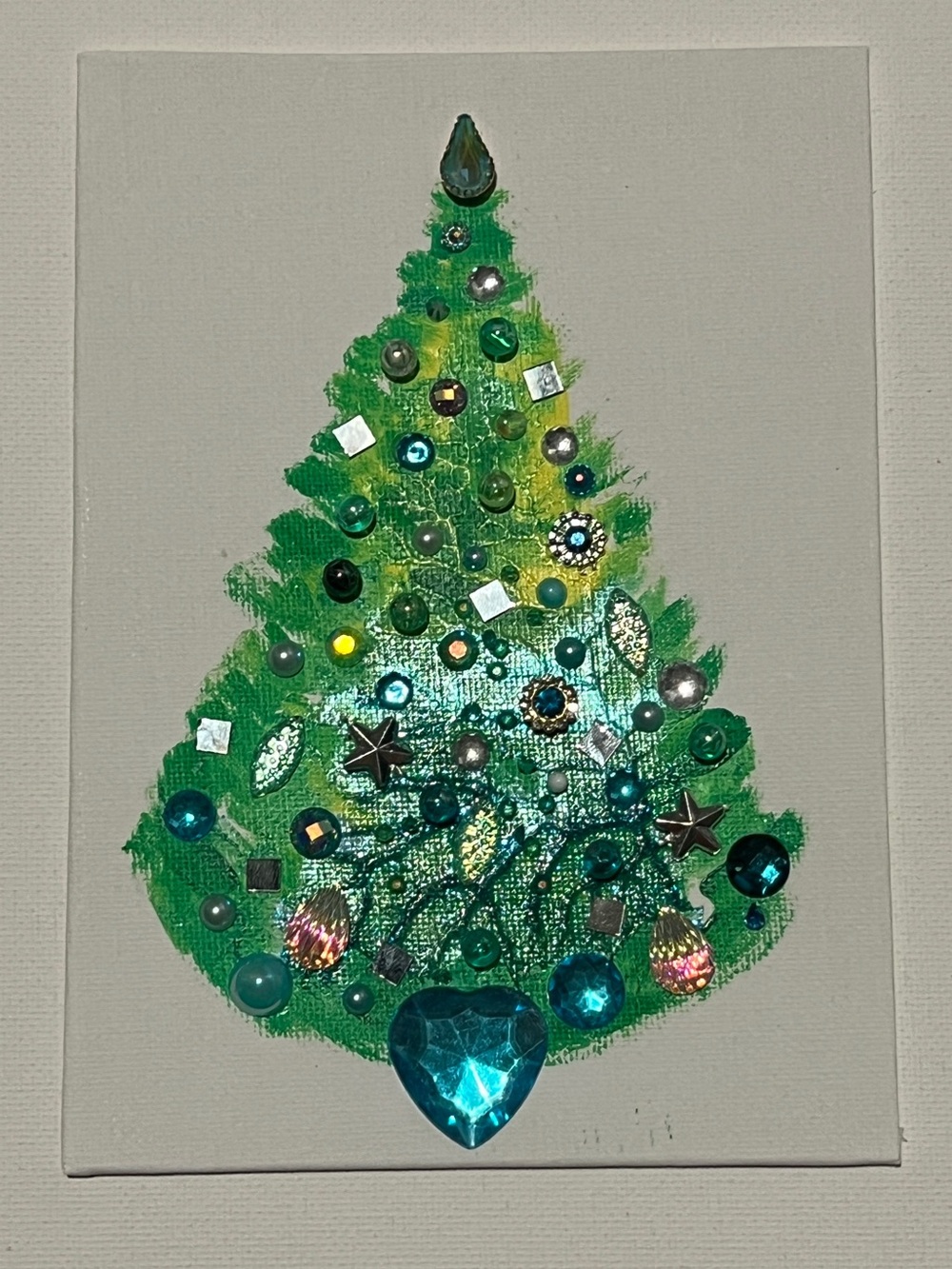 Green Jewel Accent Christmas Tree painting